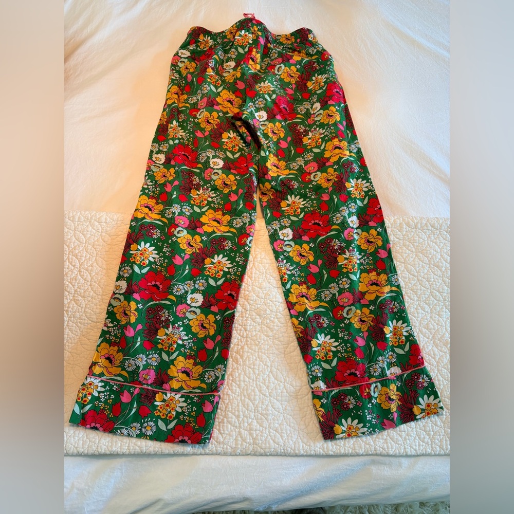 Multi-Colored Floral Print Drawstring Pull-On Paj… - image 4